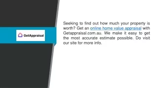 Online Home Value Appraisal  Getappraisal.com.au