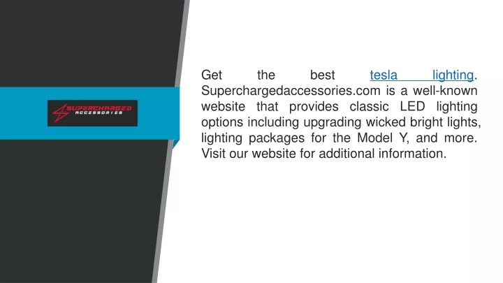 PPT - Tesla Lighting Superchargedaccessories.com PowerPoint ...