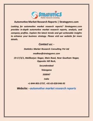 automotive market research reports strategymrc com