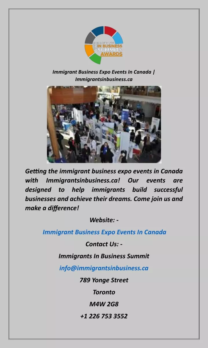 immigrant business expo events in canada