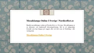 Mosaiklampa Online I Sverige  Nordiceffect.se
