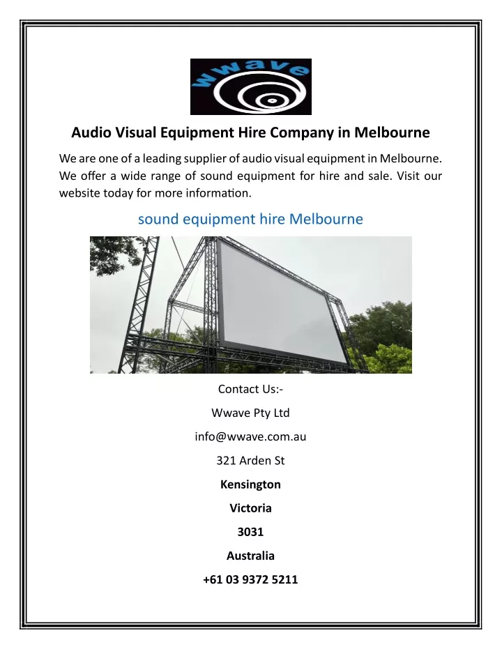 audio visual equipment hire company in melbourne