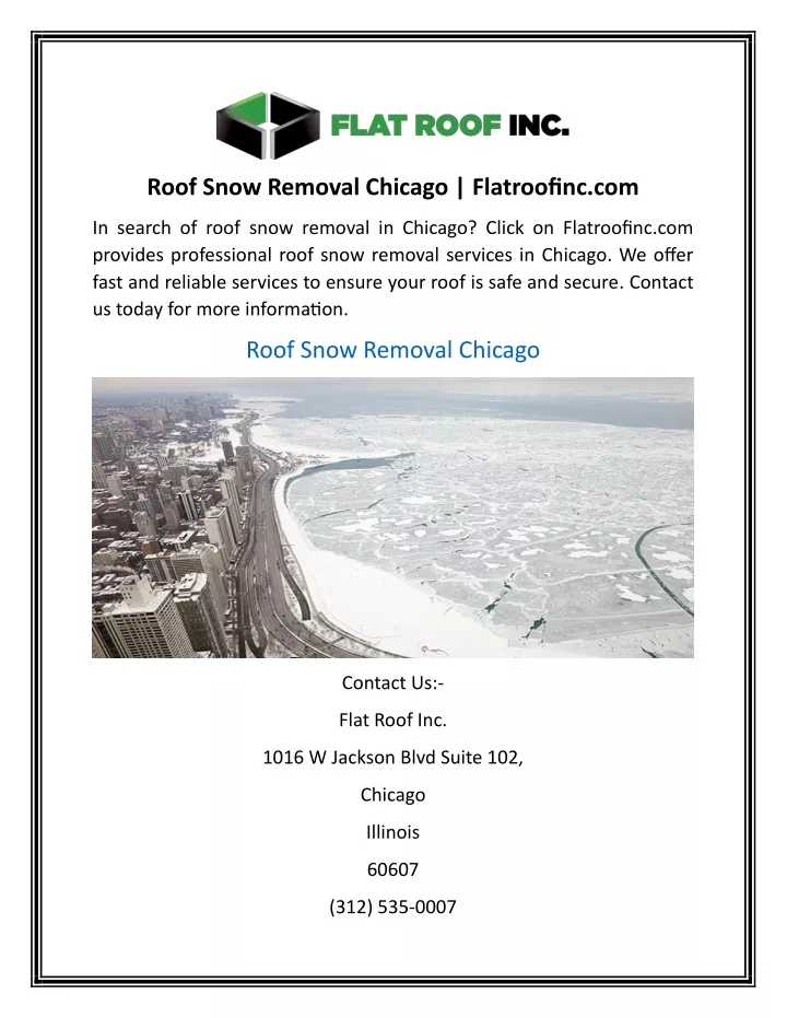 roof snow removal chicago flatroofinc com