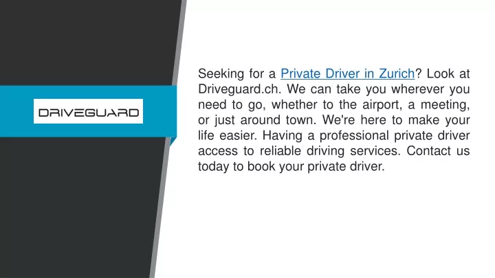 seeking for a private driver in zurich look