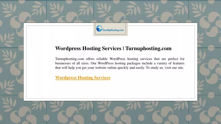 wordpress hosting services turnuphosting