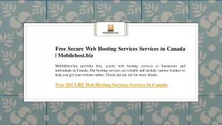 Free Secure Web Hosting Services Services in Canada  Mobilehost.biz