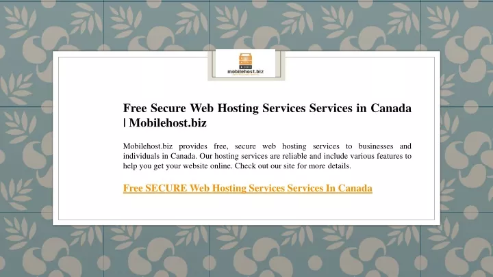 free secure web hosting services services