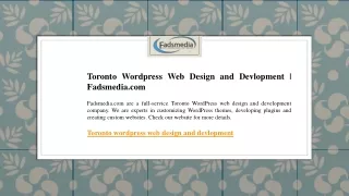 Toronto Wordpress Web Design and Devlopment  Fadsmedia.com