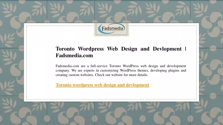 toronto wordpress web design and devlopment