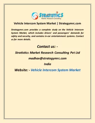 vehicle intercom system market strategymrc com