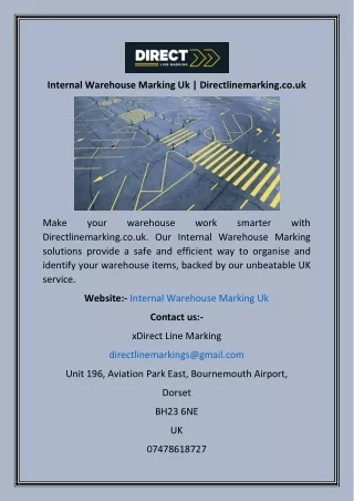 Internal Warehouse Marking Uk  Directlinemarking.co.uk