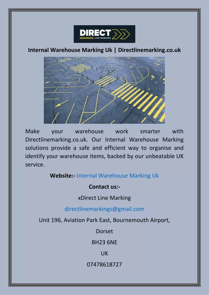 internal warehouse marking uk directlinemarking