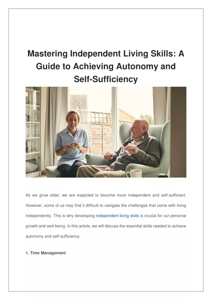 mastering independent living skills a guide