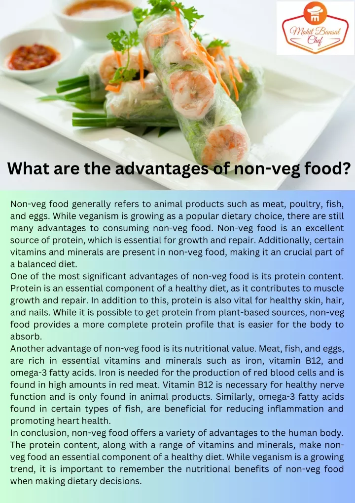 what are the advantages of non veg food