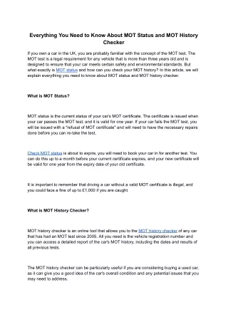 everything you need to know about mot status