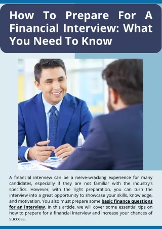 How To Prepare For A Financial Interview What You Need To Know