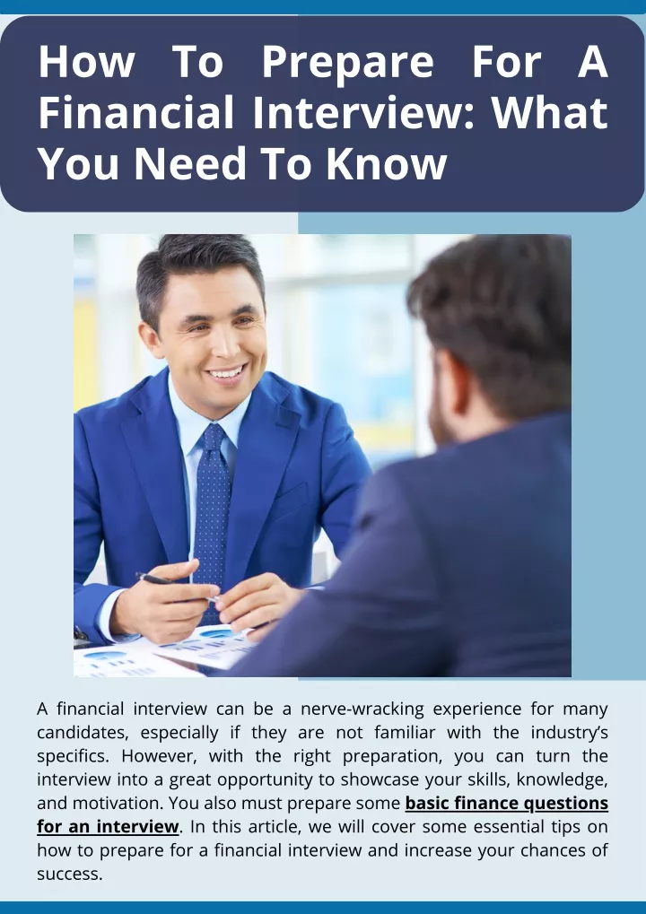 how to prepare for a financial interview what