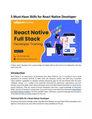 5 Must-Have Skills for React Native Developer
