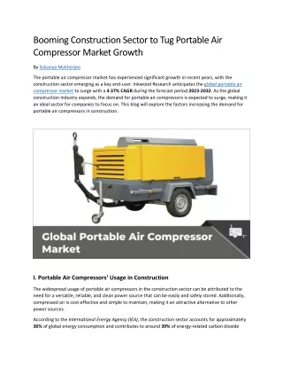 Booming Construction Sector to Tug Portable Air Compressor Market Growth