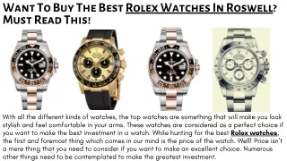 Want To Buy The Best Rolex Watches In Roswell Must Read This!