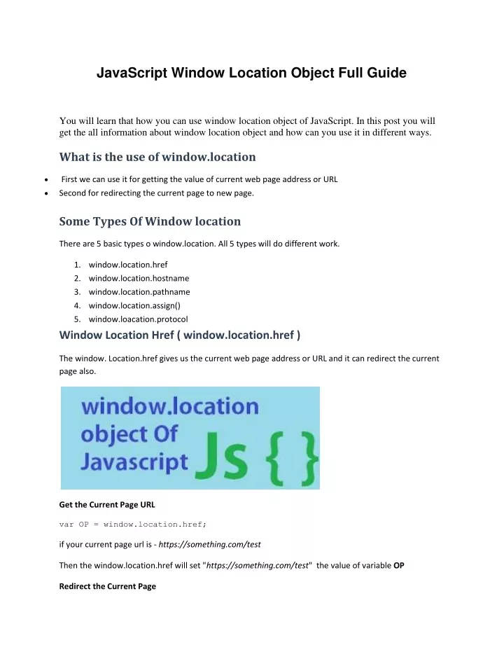 javascript window location object full guide