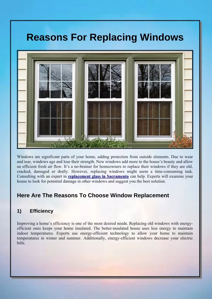 reasons for replacing windows