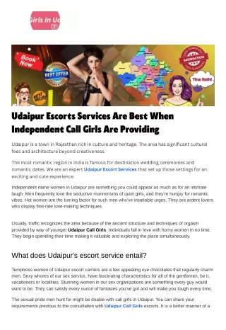 Best Call Girls Udaipur Escorts Services  Call Girls in Udaipur