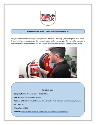 Fire Extinguisher Testing | Thelocalguystestandtag.com.au