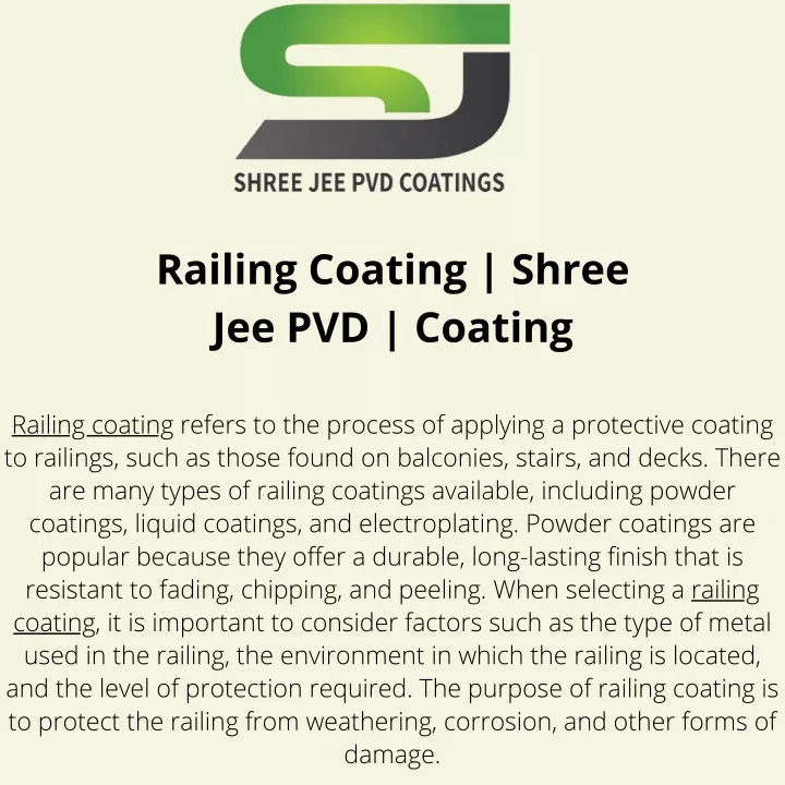railing coating shree jee pvd coating