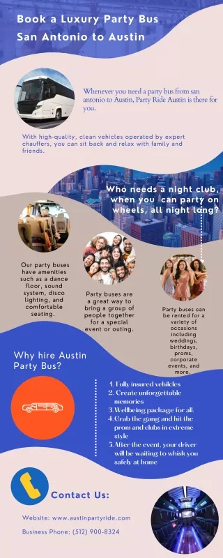 Book a luxury party bus san antonio to Austin