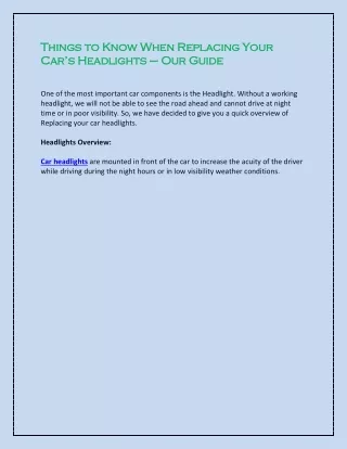 things things to know when replacing your to know