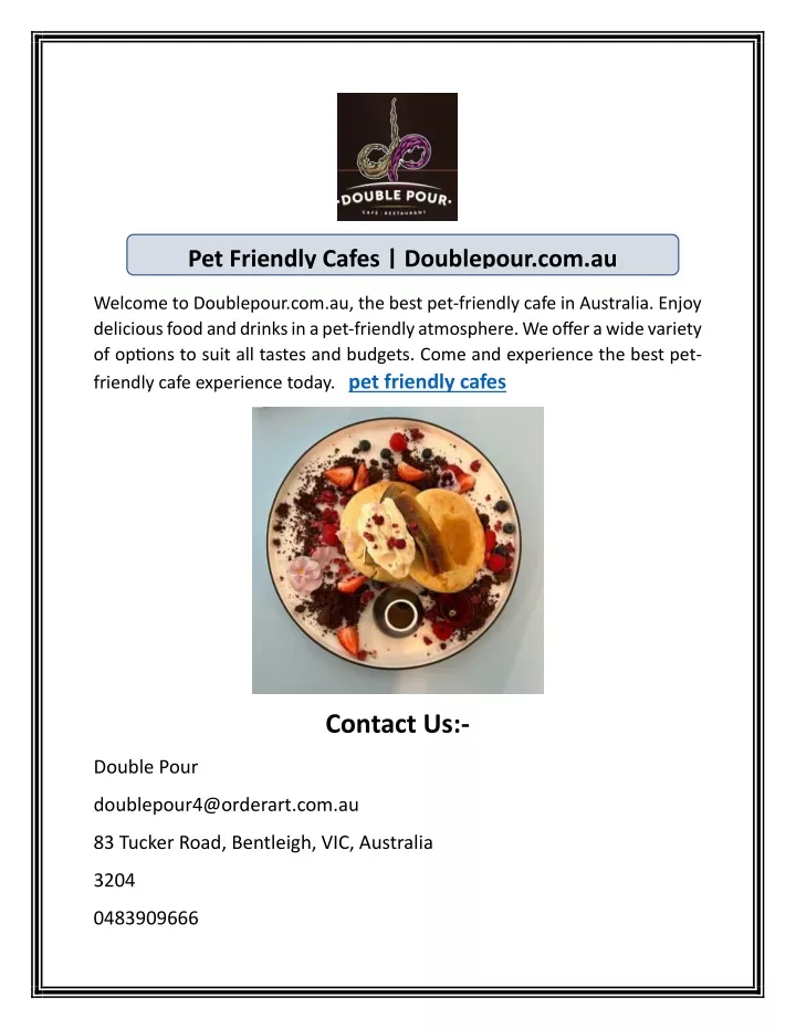 pet friendly cafes doublepour com au