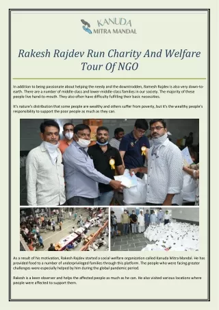 Rakesh Rajdev Run Charity And Welfare Tour Of NGO