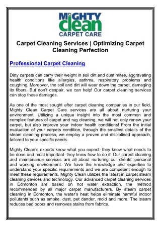 Professional Carpet Cleaning | Mightyclean.ca