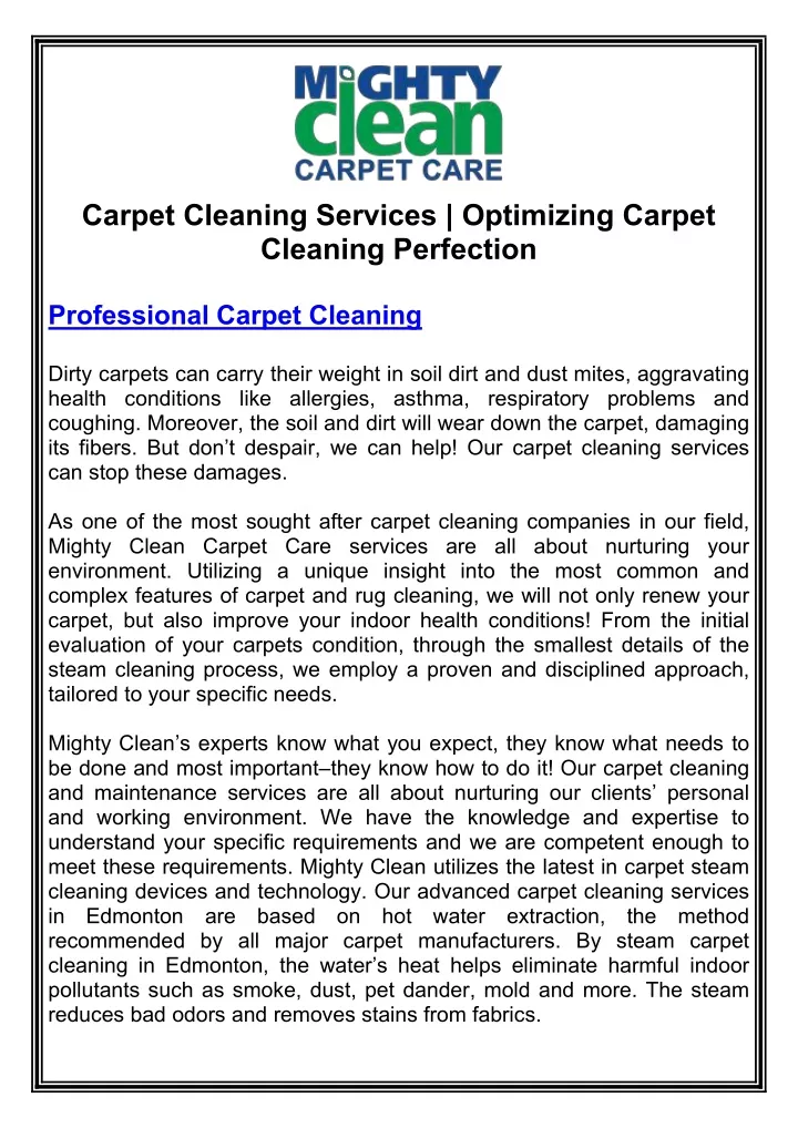 carpet cleaning services optimizing carpet