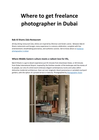 Where to get freelance photographer in Dubai