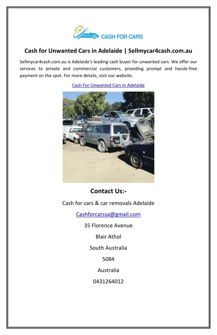 cash for unwanted cars in adelaide sellmycar4cash