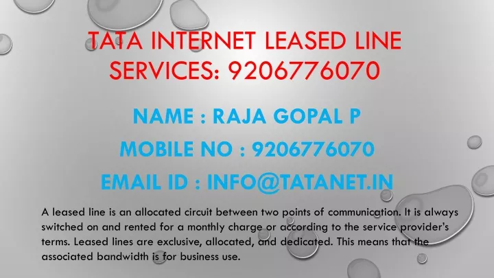 tata internet leased line services 9206776070