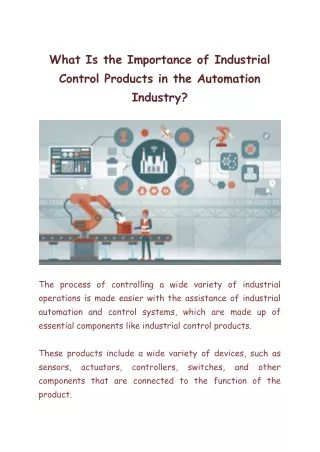 what is the importance of industrial control