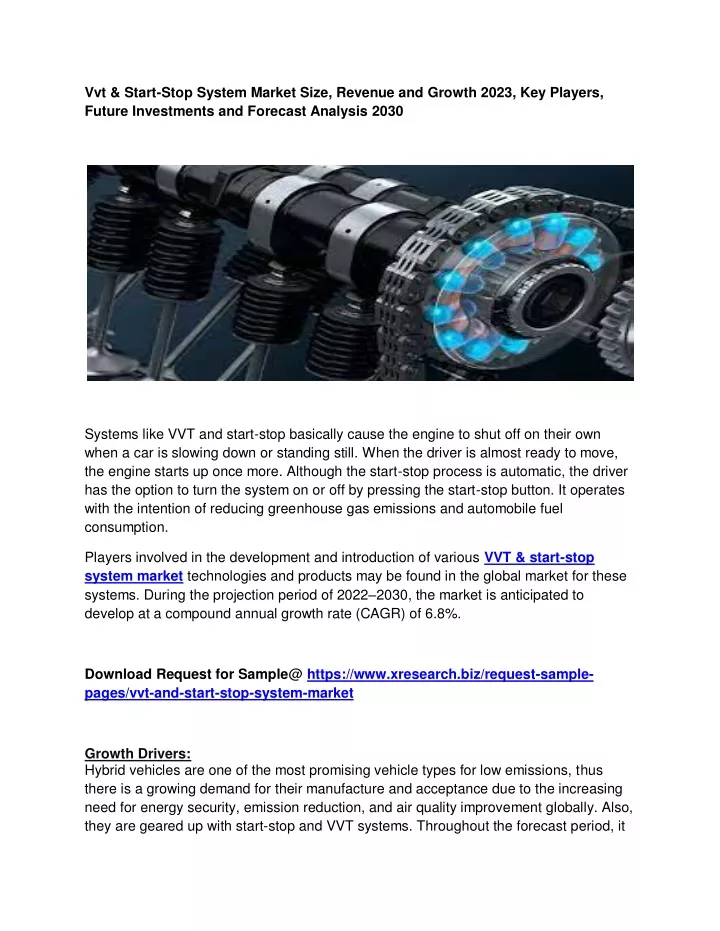 vvt start stop system market size revenue