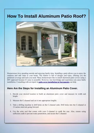 Steps for Installing an Aluminum Patio Covers