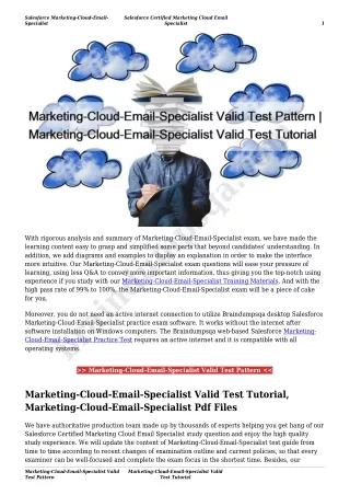Marketing-Cloud-Email-Specialist Valid Test Pattern | Marketing-Cloud-Email-Specialist Valid Test Tutorial