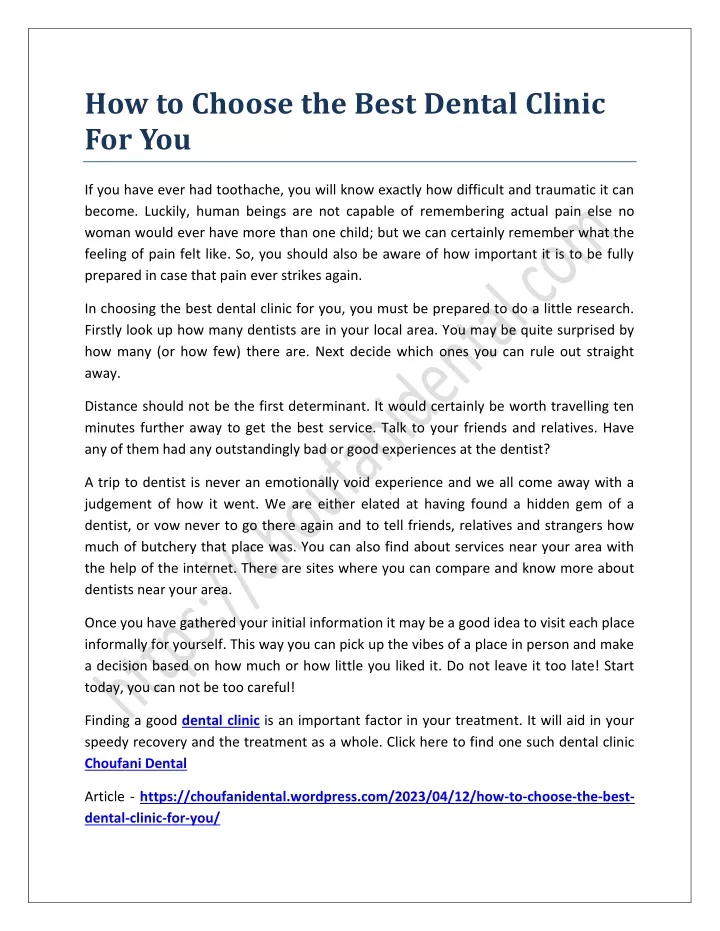 how to choose the best dental clinic for you