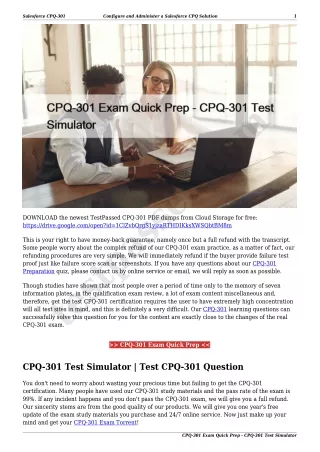 CPQ-301 Exam Quick Prep - CPQ-301 Test Simulator