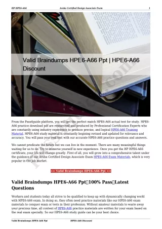 Valid Braindumps HPE6-A66 Ppt | HPE6-A66 Discount