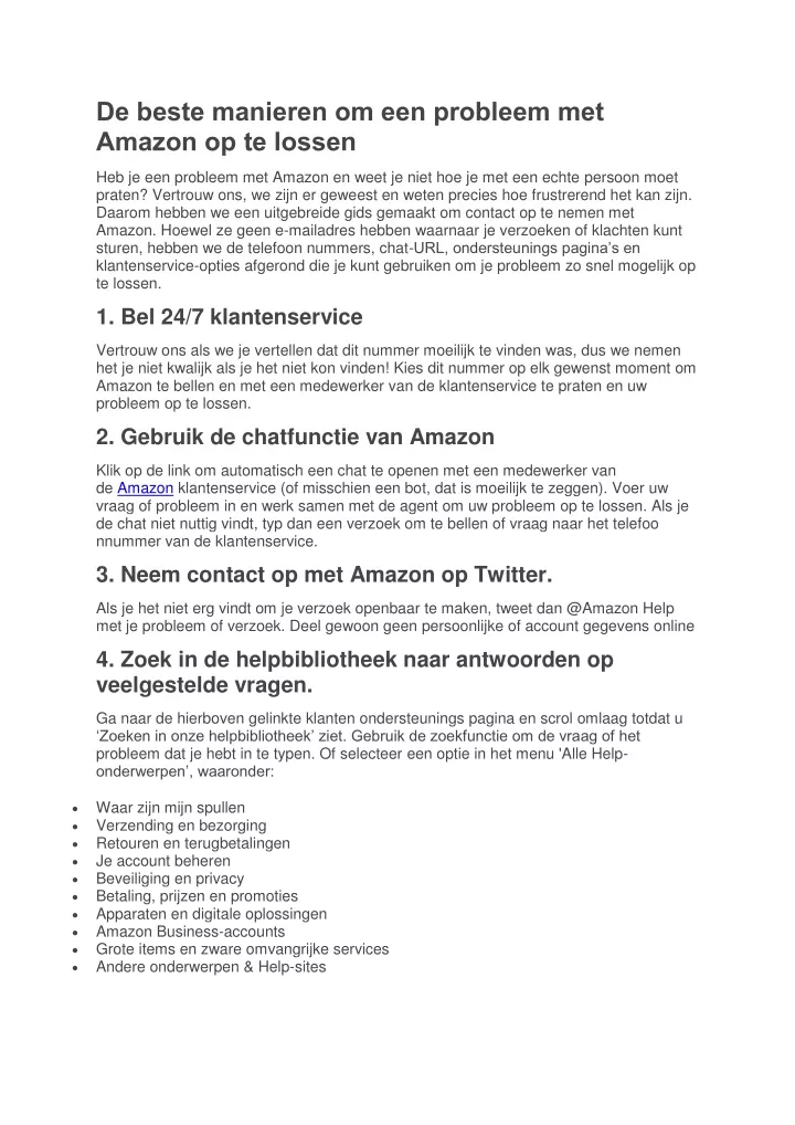 de beste manieren om een probleem met amazon