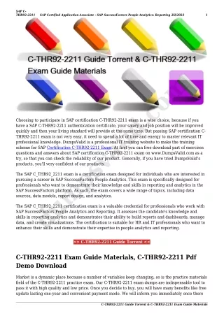 C-THR92-2211 Guide Torrent & C-THR92-2211 Exam Guide Materials