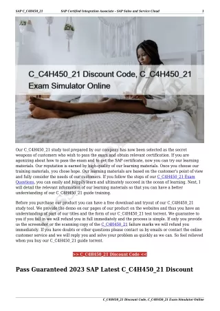 C_C4H450_21 Discount Code, C_C4H450_21 Exam Simulator Online