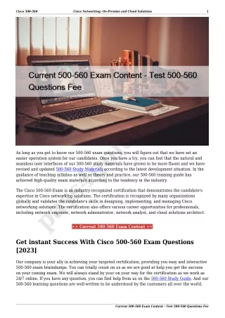 Current 500-560 Exam Content - Test 500-560 Questions Fee