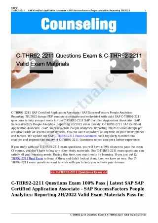 C-THR92-2211 Questions Exam & C-THR92-2211 Valid Exam Materials